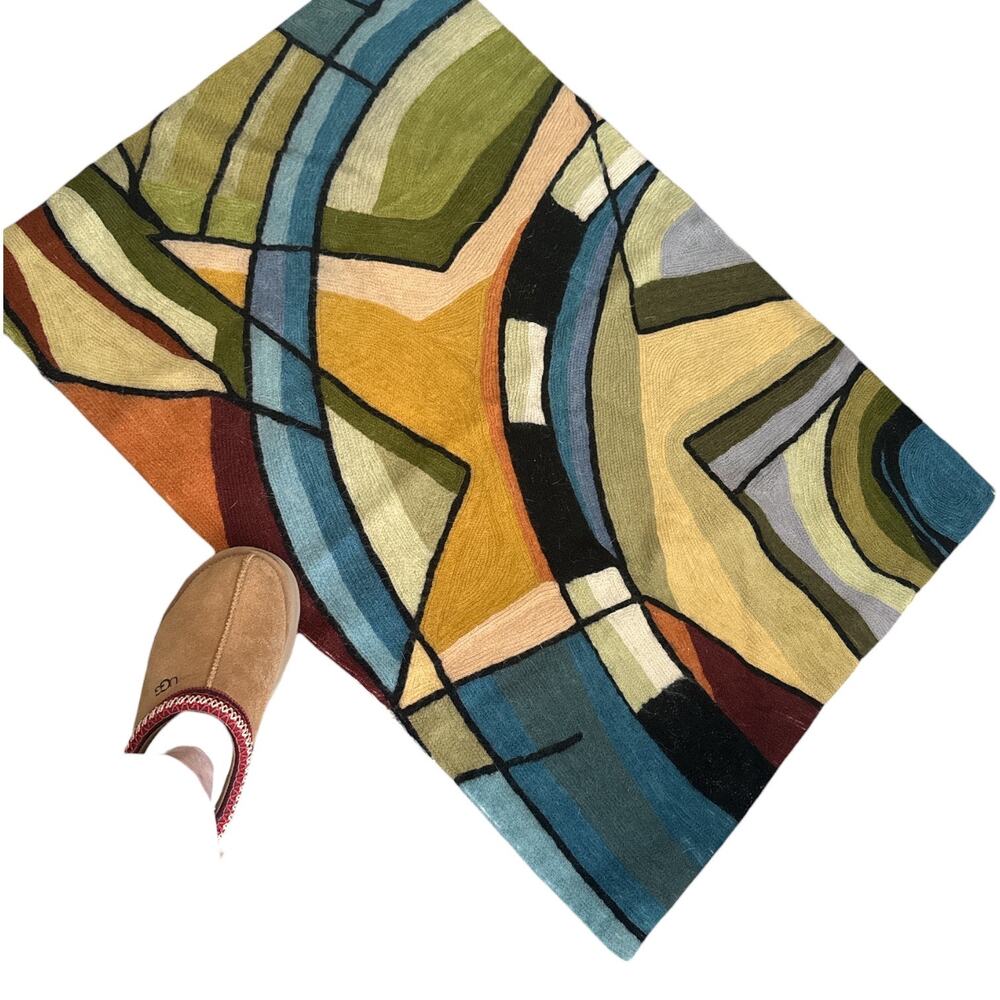 Kashmir Kandinsky Star Contemporary Hand Woven Wool 2x3 Rug